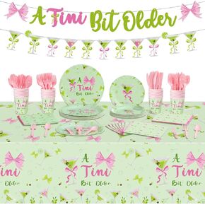 Zhehao 172 Pcs A Tini Bit Older Party Supplies Serves 24 Includes Martini Tablecloth A Tini Bit Older Banners Martini Theme Plates Napkins Tableware Set for Birthday Wedding Martini Party Decoration