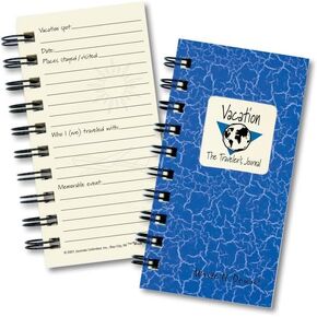 Write it Down series by Journals Unlimited, Guided Journal, Vacation, The Traveler's Journal, Mini-Size 3"x5.5", Blue Hard Cover, Made in USA
