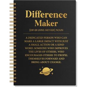 Difference Maker Definition Hardcover Spiral Blank 160 Page Notebook, Thank You Gift for Teacher Coworker Colleague Mentor, Social Worker Appreciation Gift, Unique Office Gifts for Leader Boss