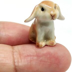 Mini Lop Rabbit Dollhouse Miniature Figurines Hand Painted Ceramic Animals Collectible Gift Home Garden Décor (Brown) in Kuwait