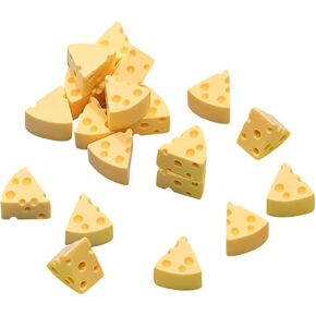 30 Pcs 1.9cm Miniature Kitchen Cheese Mini Resin Figurines Cheese Artificial Cheese Models Simulation Cheese Charms Dollhouse Kitchen Decorations