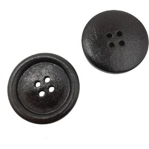 50pcs Large Dark Coffee Wooden Buttons - 30mm (1 3/16 inches) Diameter - 4 Hole Wooden Buttons Q2644