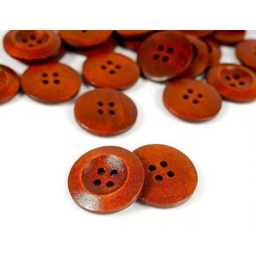 AKOAK 50 Pcs Wooden Buttons, 25mm Sweater Buttons, Red Coffee Wide Edge Sewing Buttons, Natural Wooden Decorative Buttons for Sewing Craft Clothing, 4 Holes