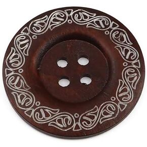 KARMELLING 50PC Coconut Shell Sewing Buttons Scrapbooking 4 Holes Round Dark Coffee 20mm (6/8") Dia
