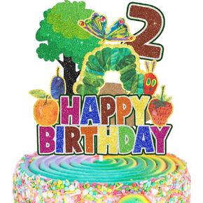Kids' Cartoon Caterpillar 1st Happy Birthday Cake Topper - Hungry Caterpillar-themed birthday party, baby shower party, or fairy tale-themed party decorations that boys and girls will love