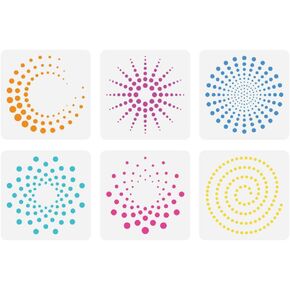 FINGERINSPIRE 6 PCS Circular Dots Stencils for Painting 5.9x5.9 inch Small Dots Drawing Templates Sun Round Flower Pattern Painting Stencils Reusable Daily Theme Templates for Wall Door Decoration