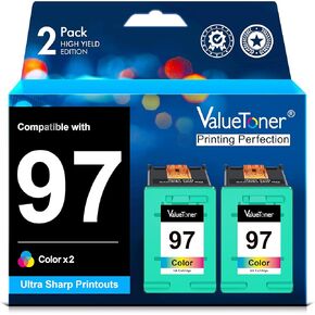 Valuetoner Remanufactured Ink Cartridge Replacement for HP 97 Ink Cartridge C9349FN C9363WN High Yield for HP Deskjet 5740 5940 6520 6540 Officejet 7210 7310 Photosmart 2605 2608 Printer, 2-Pack Color