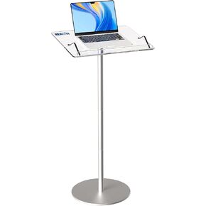 Acrylic Podium Stand,43"H Angle Adjustable Lecterns & Podiums,Portable Rolling Podium with Metal Base,Pulpits Podium for Churches,Classroom,Wedding
