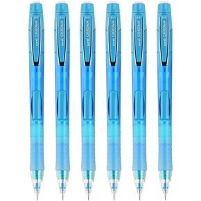 Uniball CHROMA 0.5mm Refillable Mechanical Pencils with Eraser, Contoured Cushion Grip, Auto Advancing Lead, Light Blue Barrel, 6 Count