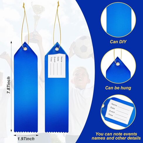 Lyrow 36 Pitch Award Blank Award Diy Medal Medal Ribons مع بطاقة متصلة وحبل للمسابقات الأحداث الرياضية الأولى والثانية والثالثة (الأزرق) in Kuwait