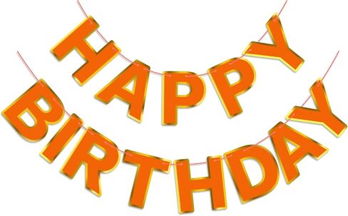 Orange Happy Birthday Banner - Party Birthday Sign Decorations Indoor Outdoor Backyard Backdrop Decorations Supplies Birthday Banner Suitable For Women and Girls Party Supplies in Saudi Arabia
