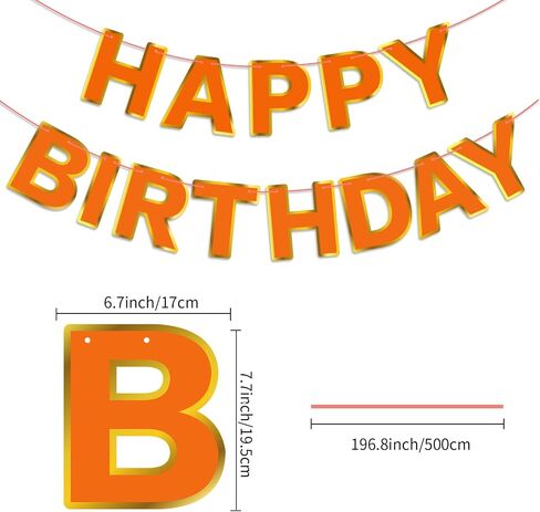 Orange Happy Birthday Banner - Party Birthday Sign Decorations Indoor Outdoor Backyard Backdrop Decorations Supplies Birthday Banner Suitable For Women and Girls Party Supplies in Saudi Arabia
