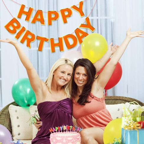 Orange Happy Birthday Banner - Party Birthday Sign Decorations Indoor Outdoor Backyard Backdrop Decorations Supplies Birthday Banner Suitable For Women and Girls Party Supplies in Saudi Arabia