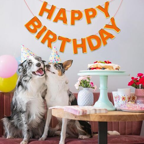 Orange Happy Birthday Banner - Party Birthday Sign Decorations Indoor Outdoor Backyard Backdrop Decorations Supplies Birthday Banner Suitable For Women and Girls Party Supplies in Saudi Arabia