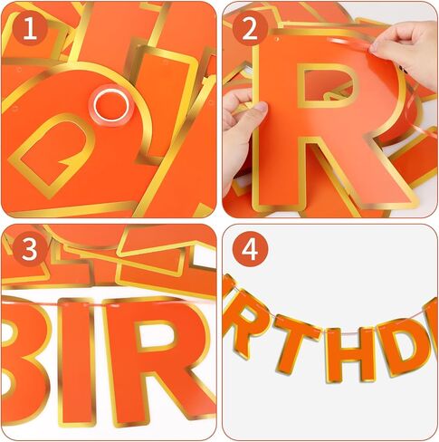 Orange Happy Birthday Banner - Party Birthday Sign Decorations Indoor Outdoor Backyard Backdrop Decorations Supplies Birthday Banner Suitable For Women and Girls Party Supplies in Saudi Arabia