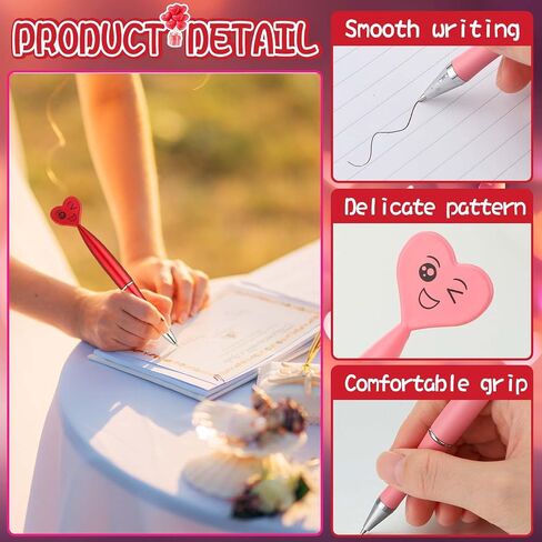 Hoolerry 30 Pcs Heart Shaped Valentine's Day Pens 1 mm Black Ink Cool Rollerball Pens Cute Office Pens Spin Heart Shape Ballpoint Pens for Student School Valentine's Day Party Supplies (Multicolor) in Saudi Arabia