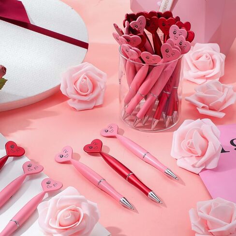 Hoolerry 30 Pcs Heart Shaped Valentine's Day Pens 1 mm Black Ink Cool Rollerball Pens Cute Office Pens Spin Heart Shape Ballpoint Pens for Student School Valentine's Day Party Supplies (Multicolor) in Saudi Arabia
