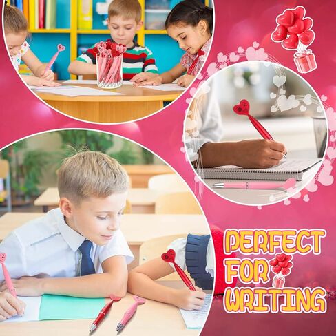 Hoolerry 30 Pcs Heart Shaped Valentine's Day Pens 1 mm Black Ink Cool Rollerball Pens Cute Office Pens Spin Heart Shape Ballpoint Pens for Student School Valentine's Day Party Supplies (Multicolor) in Saudi Arabia