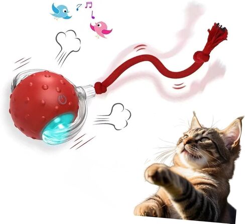 Interactive Cat Toy for Indoor Cats - 3rd Generation Agility Mobile Ball with Elastic Rope Tail, Motion Activated Automatic Toy for Bored Kittens and Adult Cats (Yellow) in Kuwait