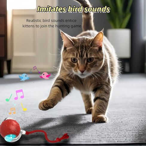 Interactive Cat Toy for Indoor Cats - 3rd Generation Agility Mobile Ball with Elastic Rope Tail, Motion Activated Automatic Toy for Bored Kittens and Adult Cats (Yellow) in Kuwait