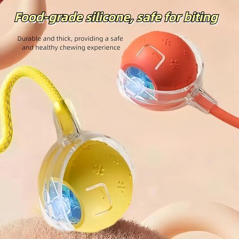 Interactive Cat Toy for Indoor Cats - 3rd Generation Agility Mobile Ball with Elastic Rope Tail, Motion Activated Automatic Toy for Bored Kittens and Adult Cats (Yellow) in Kuwait