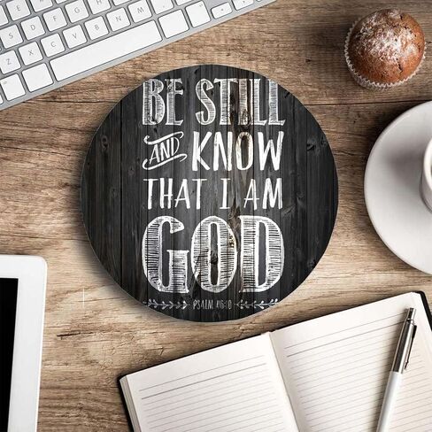 Mouse Pad, Be Still and Know That I am God - Psalm 46:10 Mouse Pad, Mouse Mat Round Mouse Pad Non-Slip Rubber Base Round Mousepad for Laptop PC Office 7.9×7.9×0.12 inches in Saudi Arabia