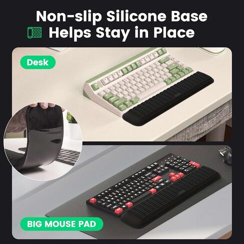 MEKASS Keyboard Wrist Rest, Soft Memory Foam Wrist Support for Keyboard, Keyboard Hand Rest Pad for Wrist Pain Relief, Keyboard Wrist Guard for Long Hours of Work, Gaming, Studying（Classic Black） in Saudi Arabia