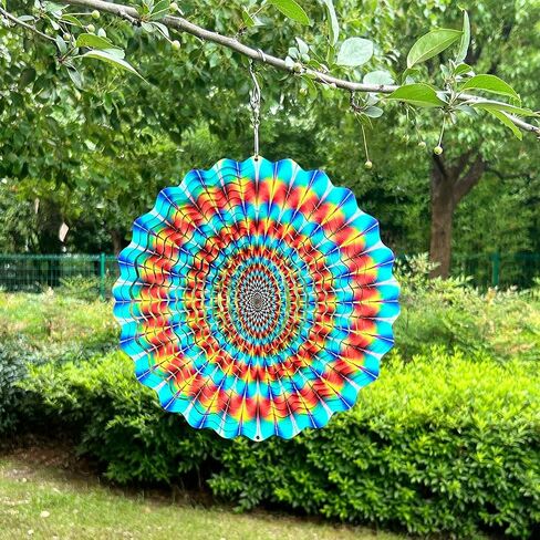 3D Wind Spinner Mandala 10 Inch Evil Eye Stainless Steel Wind Sculpture Blue Hanging Ornament Laser Cut Metal Art for Indoor Outdoor Garden Decoration Protective Amulet for Home and Yard in Saudi Arabia