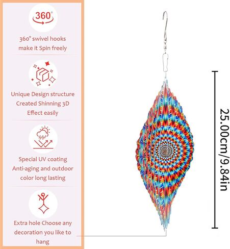 3D Wind Spinner Mandala 10 Inch Evil Eye Stainless Steel Wind Sculpture Blue Hanging Ornament Laser Cut Metal Art for Indoor Outdoor Garden Decoration Protective Amulet for Home and Yard in Saudi Arabia