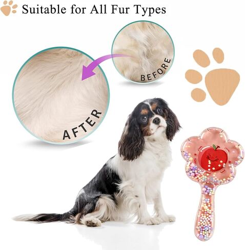 فرشاة الكلب الناعمة للكلاب الصغيرة | فرشاة جرو لطيفة لـ Yorkies و Shih Tzus و Maltipoos & Maltese | فرشاة إزالة شعر الحيوانات الأليفة مع شعيرات ناعمة | فرشاة الكلاب للتسلق (روز حمراء الفراولة) in Saudi Arabia