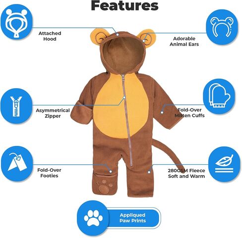 Fleece Baby Bunting Bodysuit – Unisex Baby Pram with Attached Hood, Fold-Over Mittens & Footies Romper, Baby Winter Suit, Baby Duck, 0-3 Months in Saudi Arabia