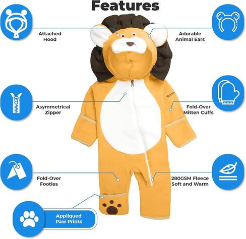 Fleece Baby Bunting Bodysuit – Unisex Baby Pram with Attached Hood, Fold-Over Mittens & Footies Romper, Baby Winter Suit, Baby Duck, 0-3 Months in Saudi Arabia