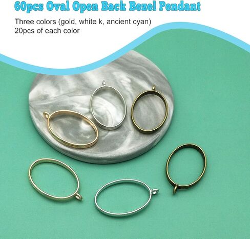 Open Bezels for Resin,Open Back Bezel Hollow Frame Pendants for Jewelry Making Supplies DIY Crafts in Kuwait