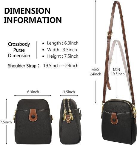Leather Small Crossbody Cell Phone Purse for Women Designer Retro Zipper Purses Mini Wallet Bag with Credit Card Slots in Saudi Arabia