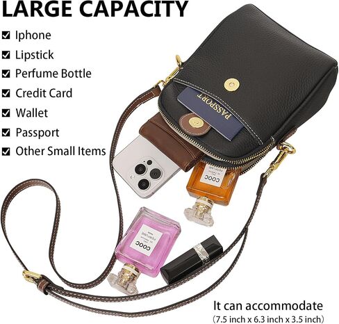 Leather Small Crossbody Cell Phone Purse for Women Designer Retro Zipper Purses Mini Wallet Bag with Credit Card Slots in Saudi Arabia