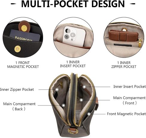 Leather Small Crossbody Cell Phone Purse for Women Designer Retro Zipper Purses Mini Wallet Bag with Credit Card Slots in Saudi Arabia