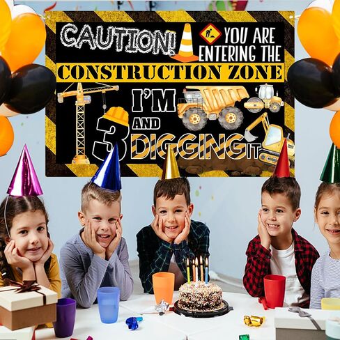 Construction 4th Birthday Party Banner Decorations for Boys ，Dump Truck 4th Birthday Party Decorations,4th Birthday Banner Boy in Saudi Arabia