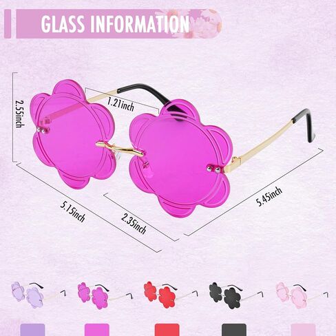 Rimless Flower Shape Sunglasses Fashion Glasses Women Men Party Christmas Cosplay Glasses Prom Accessories (Pink) in Kuwait