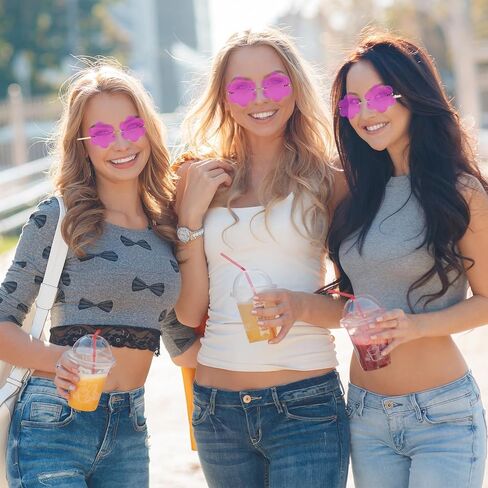 Rimless Flower Shape Sunglasses Fashion Glasses Women Men Party Christmas Cosplay Glasses Prom Accessories (Pink) in Kuwait