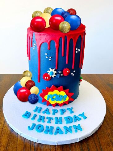 JeVenis Blue Red Yellow Happy Birthday Cake Topper Mens Birthday Cake Topper Hero Cake Decorations for Anniversary Birthday in Saudi Arabia