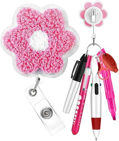 Plifal Nurse Pen Set Badge Reel Holder Accessories Clip - Retractable Mini Nursing Ball Pen Permanent Marker Highlighter Light Penlight Small Flashlight Work Student Office Hospital Green in Saudi Arabia