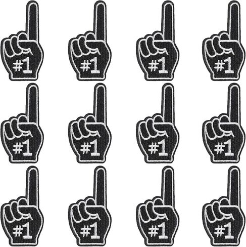 GYGYL 12 Pieces One Finger Salute Index Finger #1 Patches, Number One Iron on Embroidered Patches for Clothes, Dress, Hat, Socks, Jeans, DIY Accessories(Black) in Saudi Arabia