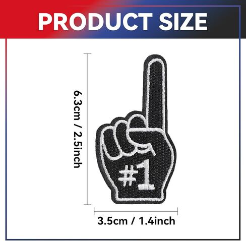 GYGYL 12 Pieces One Finger Salute Index Finger #1 Patches, Number One Iron on Embroidered Patches for Clothes, Dress, Hat, Socks, Jeans, DIY Accessories(Black) in Saudi Arabia