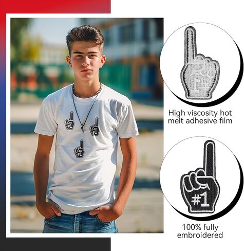 GYGYL 12 Pieces One Finger Salute Index Finger #1 Patches, Number One Iron on Embroidered Patches for Clothes, Dress, Hat, Socks, Jeans, DIY Accessories(Black) in Saudi Arabia