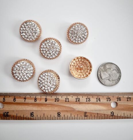 PEPPERLONELY 6PC Silver Gold Rhinestone Metal Buttons for Clothing Jeans Crafts Blazer Pants Jackets Sewing Jewelry Making (Gold, 23mm) in Kuwait