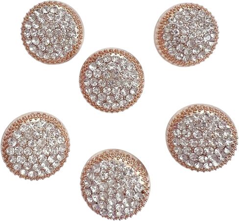 PEPPERLONELY 6PC Silver Gold Rhinestone Metal Buttons for Clothing Jeans Crafts Blazer Pants Jackets Sewing Jewelry Making (Gold, 23mm) in Kuwait