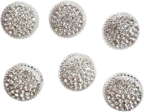 PEPPERLONELY 6PC Silver Gold Rhinestone Metal Buttons for Clothing Jeans Crafts Blazer Pants Jackets Sewing Jewelry Making (Gold, 23mm) in Kuwait