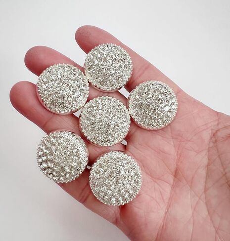 PEPPERLONELY 6PC Silver Gold Rhinestone Metal Buttons for Clothing Jeans Crafts Blazer Pants Jackets Sewing Jewelry Making (Gold, 23mm) in Kuwait