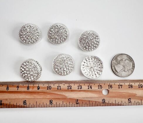 PEPPERLONELY 6PC Silver Gold Rhinestone Metal Buttons for Clothing Jeans Crafts Blazer Pants Jackets Sewing Jewelry Making (Gold, 23mm) in Kuwait