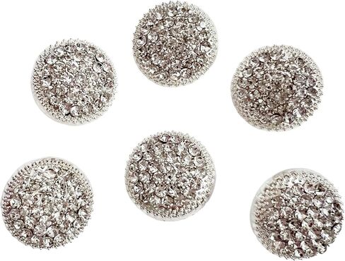 PEPPERLONELY 6PC Silver Gold Rhinestone Metal Buttons for Clothing Jeans Crafts Blazer Pants Jackets Sewing Jewelry Making (Gold, 23mm) in Kuwait